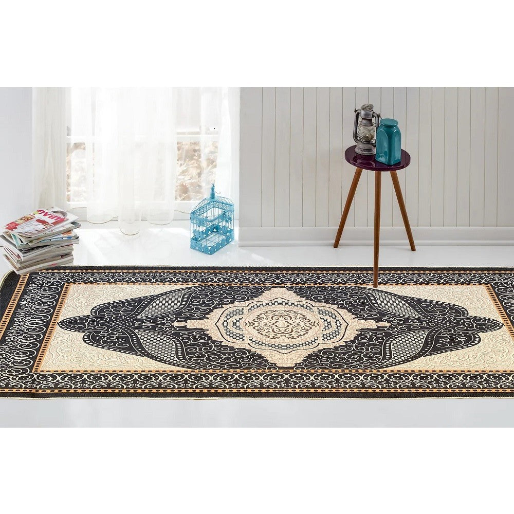 Tapis Ottoman Noir Dimensions - 80x150 – Qualité supérieure pour Maison, Appartement, Bureau – Style élégant et durable – Confort optimal, facile à nettoyer – Idéal salon et chambre