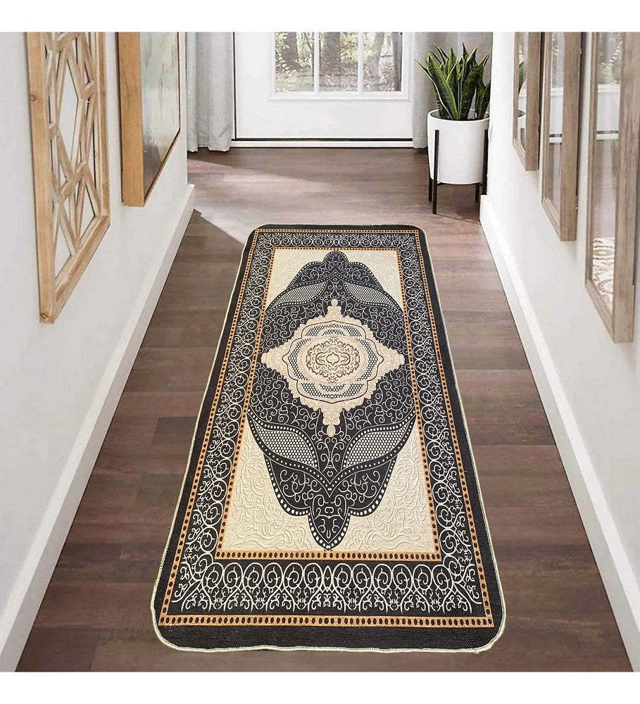 Tapis Ottoman Noir Dimensions - 80x150 – Qualité supérieure pour Maison, Appartement, Bureau – Style élégant et durable – Confort optimal, facile à nettoyer – Idéal salon et chambre