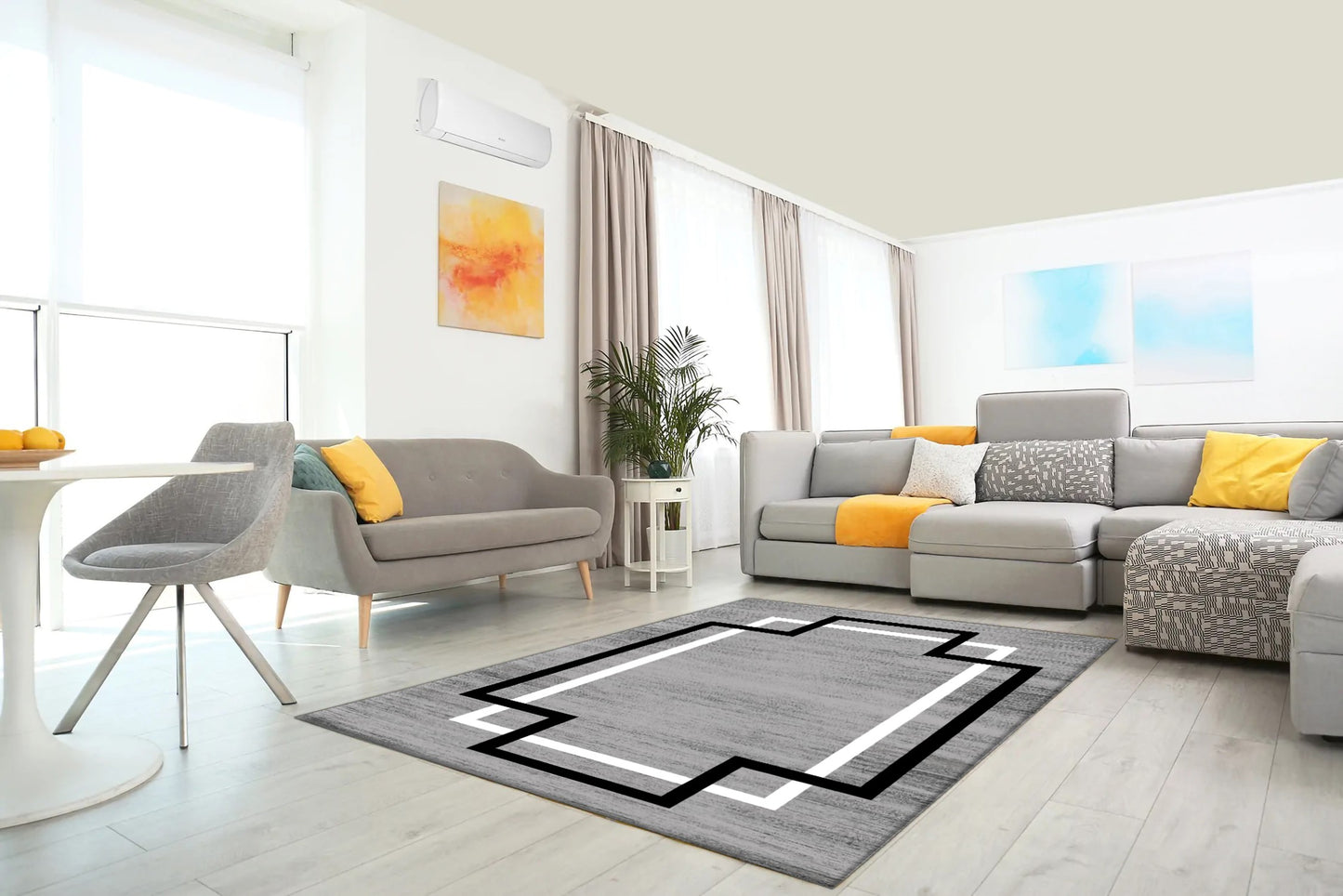 Tapis Profil Gris Dimensions - 120x180 – Qualité supérieure pour Maison, Appartement, Bureau – Style élégant et durable – Confort optimal, facile à nettoyer – Idéal salon et chambre