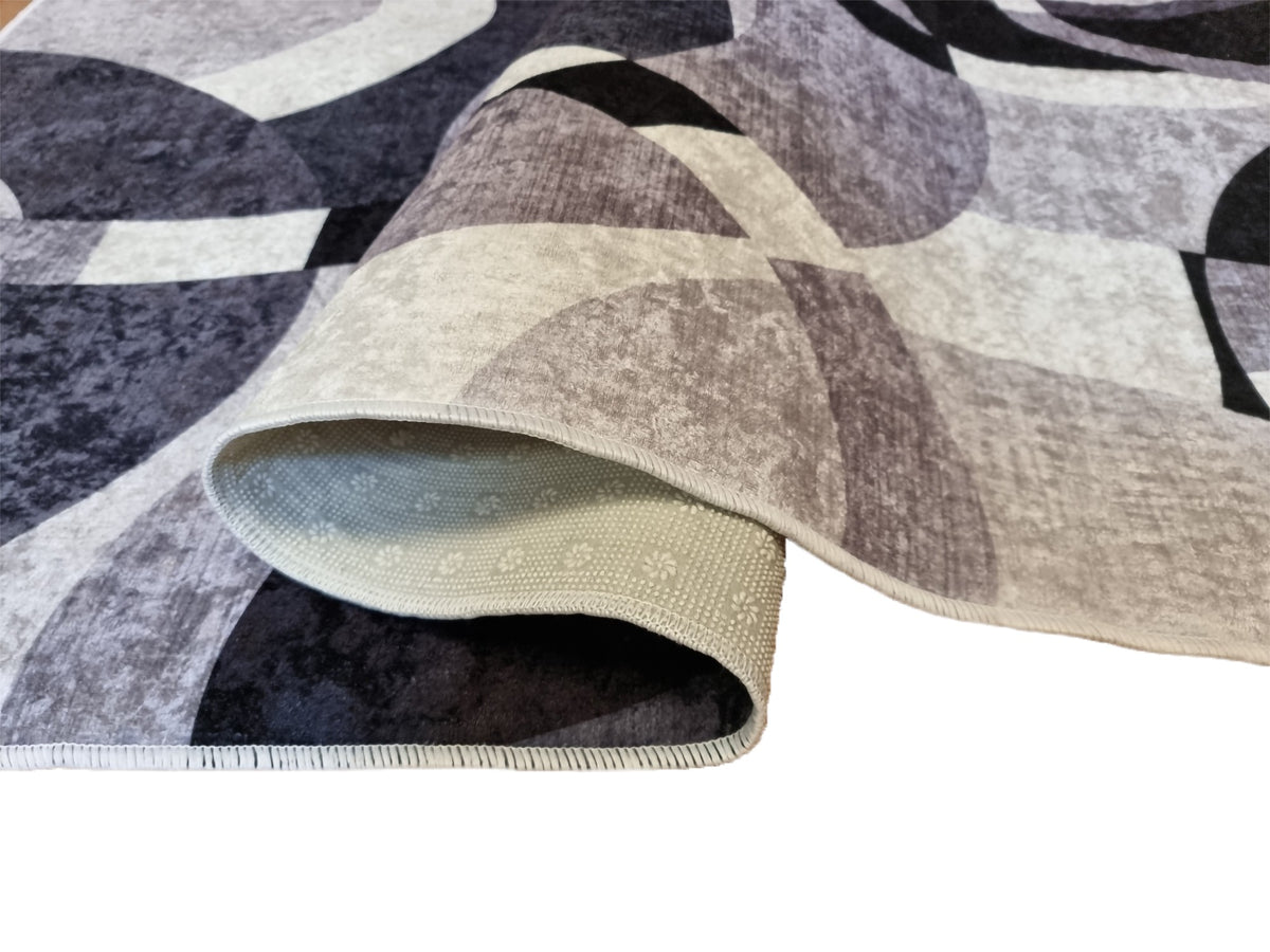 Tapis Round Gris Dimensions - 160x230 – Qualité supérieure pour Maison, Appartement, Bureau – Style élégant et durable – Confort optimal, facile à nettoyer – Idéal salon et chambre