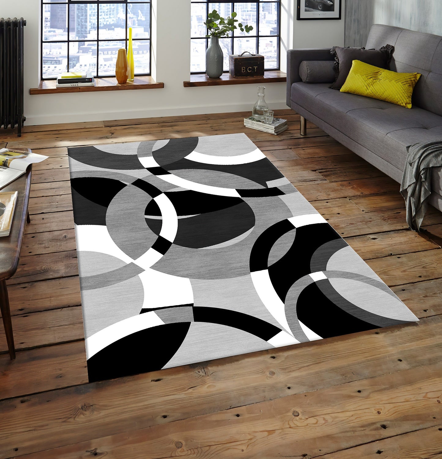 Tapis Round Gris Dimensions - 120x180 – Qualité supérieure pour Maison, Appartement, Bureau – Style élégant et durable – Confort optimal, facile à nettoyer – Idéal salon et chambre
