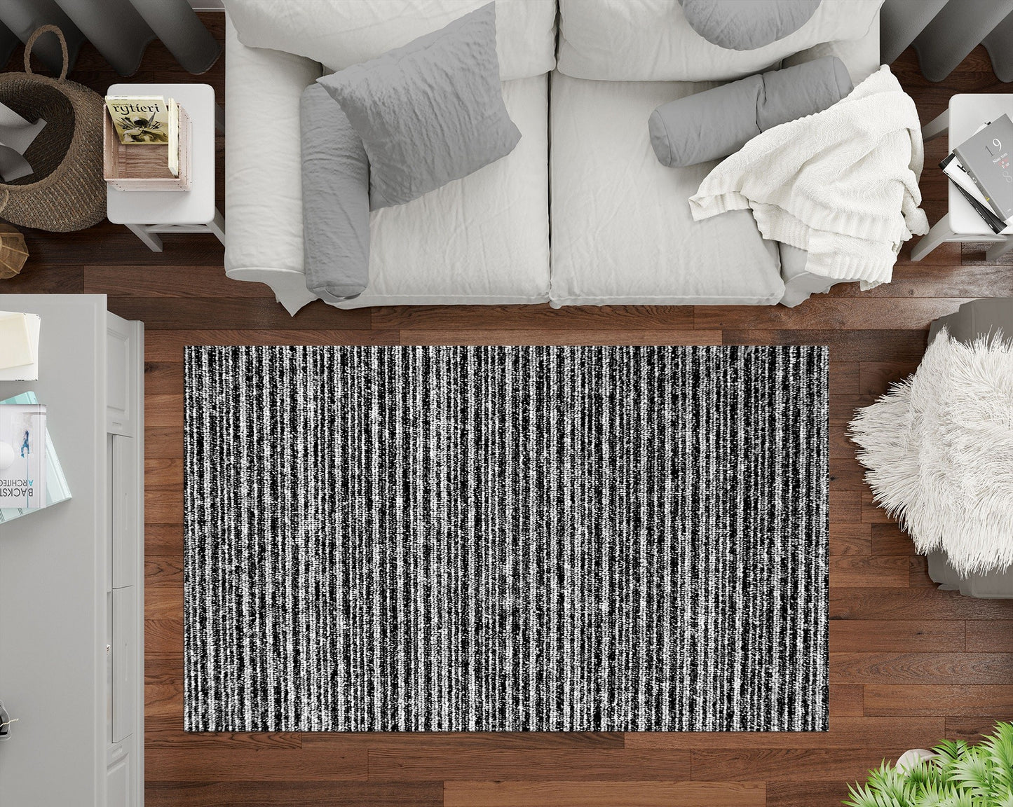 Tapis Selma Noir Dimensions - 200x300 – Qualité supérieure pour Maison, Appartement, Bureau – Style élégant et durable – Confort optimal, facile à nettoyer – Idéal salon et chambre