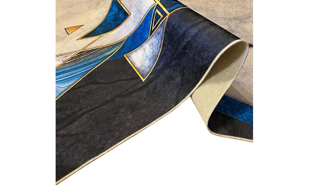 Tapis SYMETRIE Bleu Dimensions - 80x150 – Qualité supérieure pour Maison, Appartement, Bureau – Style élégant et durable – Confort optimal, facile à nettoyer – Idéal salon et chambre