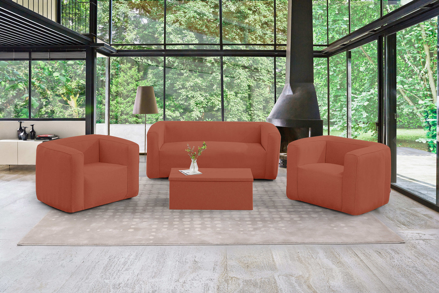 Table coffre Terracotta - Ouverture sur le dessus - Intérieur et extérieur - Résistant aux intempéries - Style rustique - 50cm x 50cm x 50cm | Couleur Terracotta | TRENDYFLAIR