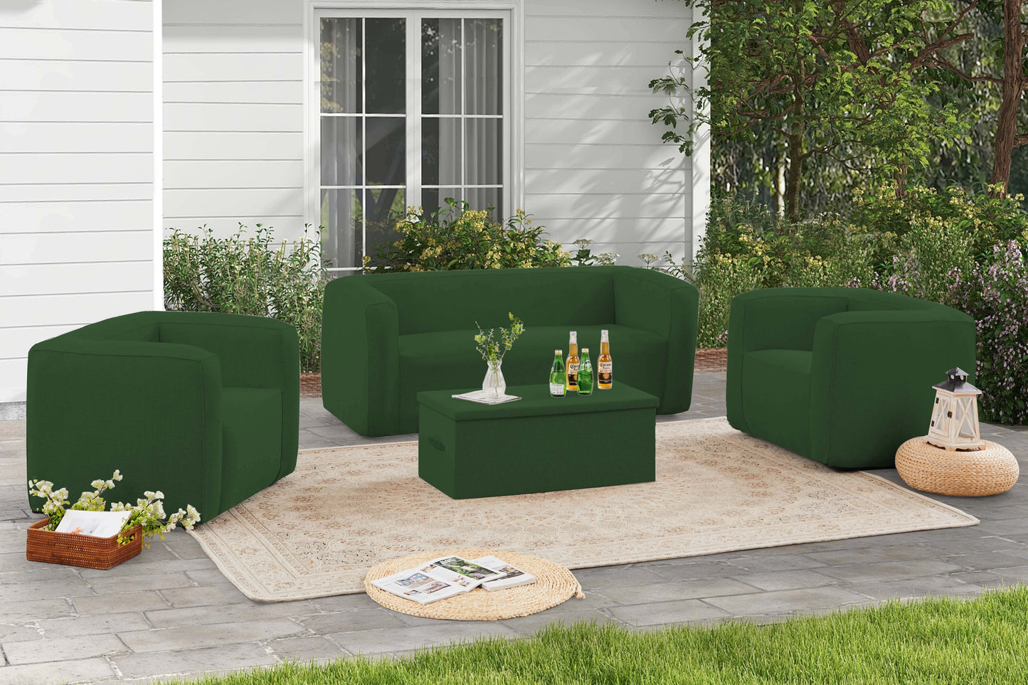 Canapé gonflable 2-3 places - Intérieur et extérieur | Terracotta | Vert | TRENDYFLAIR