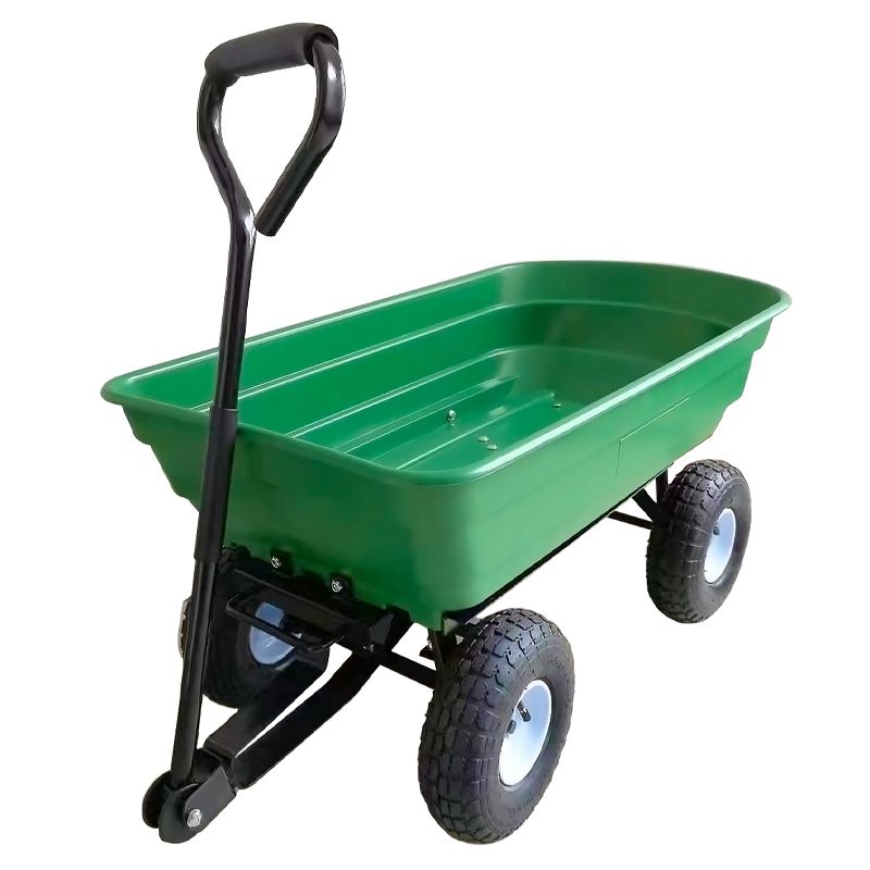 Chariot d'entretien de jardin à bascule - Avec poignée de transport - Contenance : 75 Litres | Pratique et robuste | 75L | Vert et noir | TRENDYFLAIR