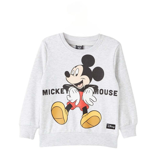 Sweat Mickey - 3/4A Garçon - Enfant - Gris - Coton/Polyester, POLAIRE 260 G/M2 BROSSÉ - TrendyFlair