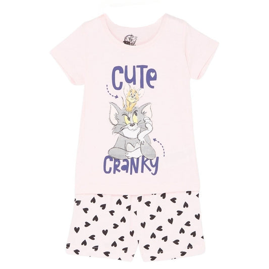 Ensemble Tom et Jerry - 2A Fille - Enfant - Rose - 100% Coton, 160 GSM SJ - TrendyFlair