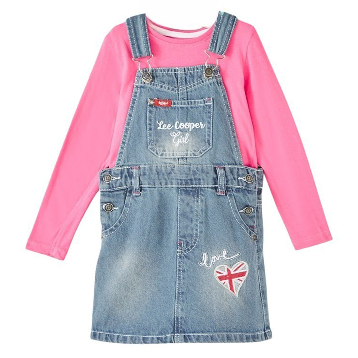 Ensemble Robe jeans Lee Cooper - 4A Fille - Enfant - Rose - Robe jeans - 100 % Coton - TrendyFlair