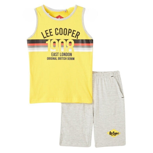 Ensemble Lee Cooper - 4A Garçon - Enfant - Jaune - T-Shirt : 98% Coton, 2% VISCOSE / SHORT : 100% Coton - TrendyFlair