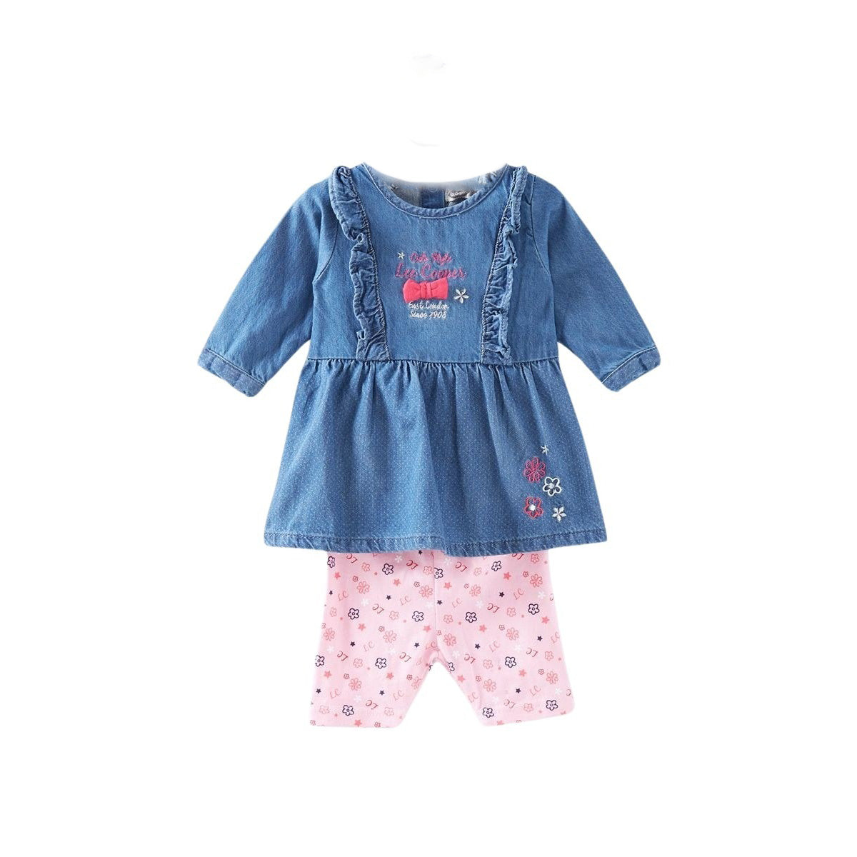Ensemble 2 pieces Lee Cooper du 3 au 24 mois - 3M Bébé Fille - Enfant - Bleu claire rose - TUNIQUE: 60% Coton 40% Polyester LEGGING: 100%Coton - TrendyFlair