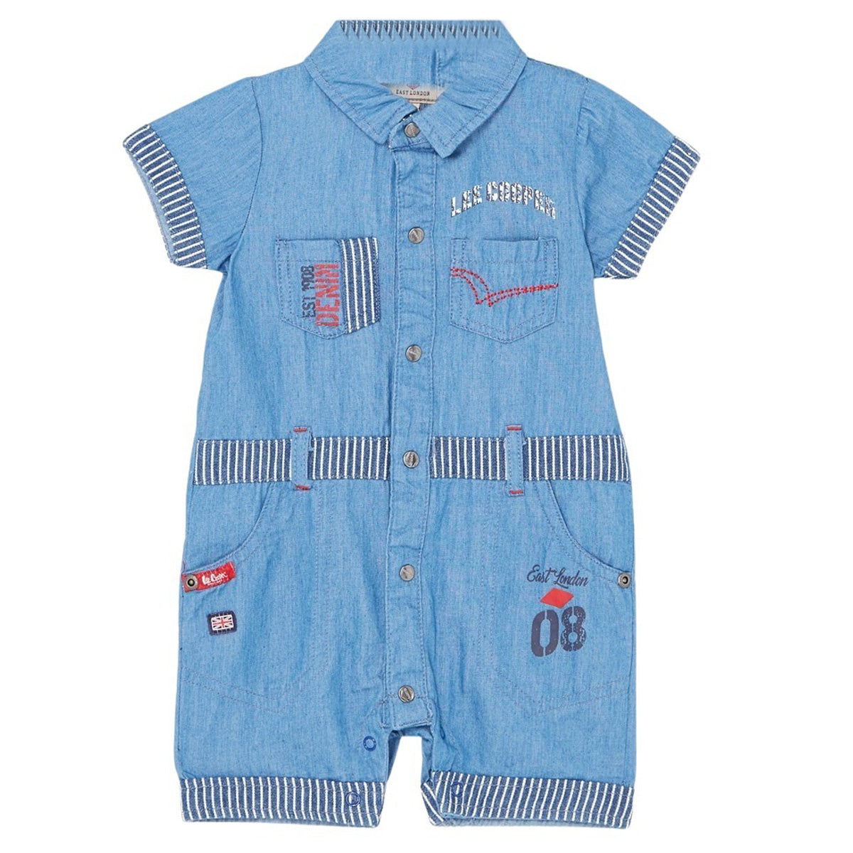 Combishort Lee Cooper - 6M Bébé Garçon - Enfant - Bleu - 100%Coton - TrendyFlair