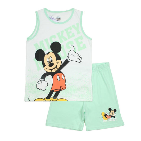 Ensemble Mickey - 3A Garçon - Enfant - Vert - 100% Coton 160 GSM SJ, MELANGE: 93%Coton, 7%Polyester. - TrendyFlair