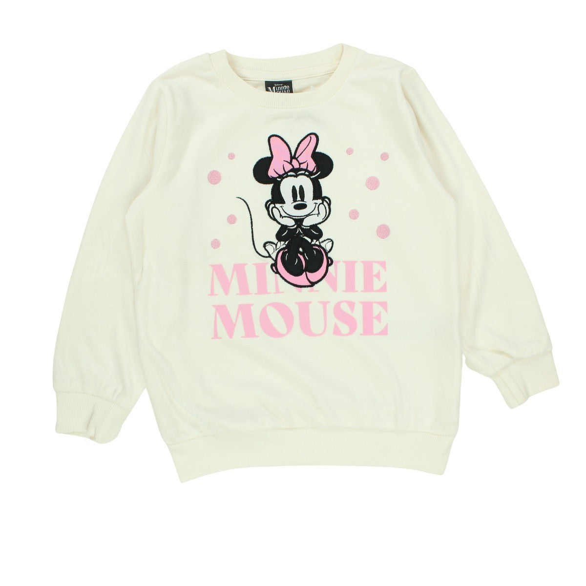 Sweat Minnie - 4A Fille - Enfant - Blanc - 95% Polyester, 5% Élasthanne, 250 GSM VELOUR - TrendyFlair