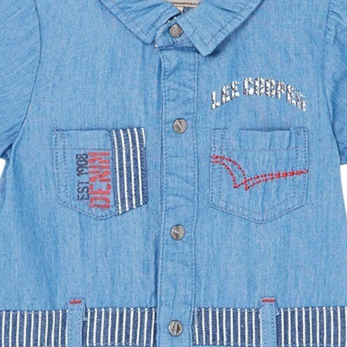 Combishort Lee Cooper - 6M Bébé Garçon - Enfant - Bleu - 100%Coton - TrendyFlair