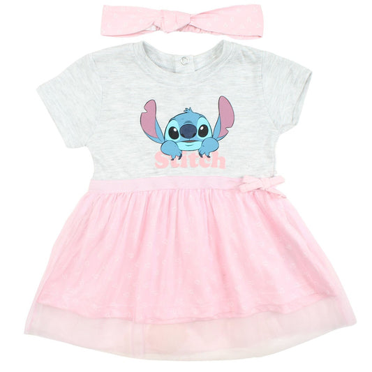 Robe Tulle bebe sur cintre Lilo et Stitch - 6M Bébé Fille - Enfant - Rose - 100% Coton - 160 GSM - TrendyFlair