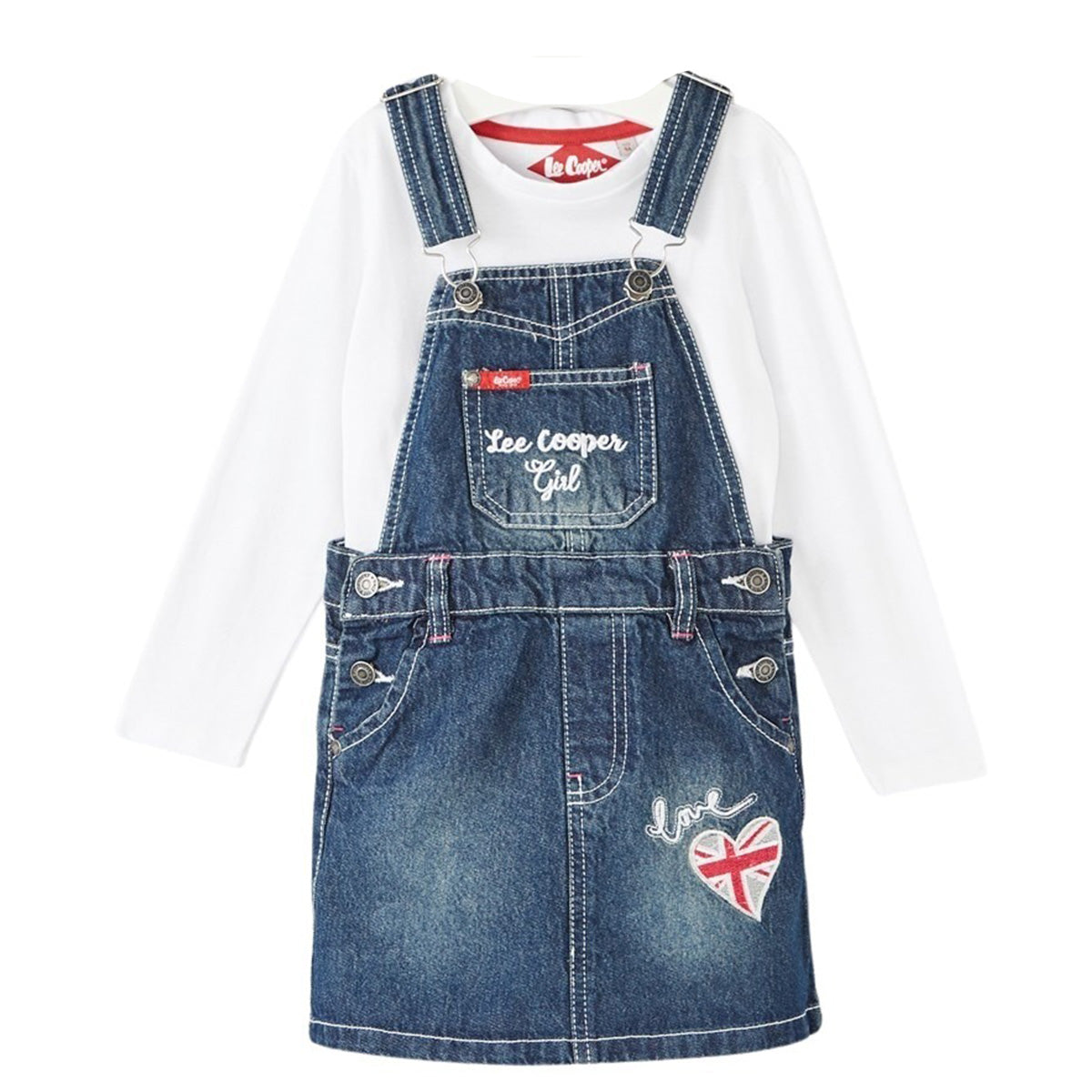 Ensemble Robe jeans Lee Cooper - 4A Fille - Enfant - Blanc - Robe jeans - 100 % Coton - TrendyFlair
