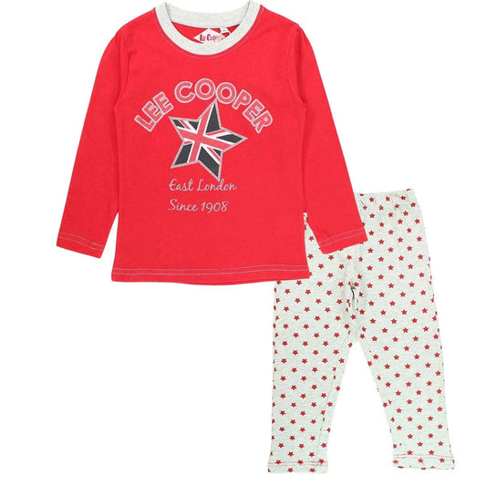 Pyjama coton Lee Cooper - 6A Fille - Enfant - Rouge - 100 % Coton - Gris: 95 % Coton - 5 % viscose - TrendyFlair