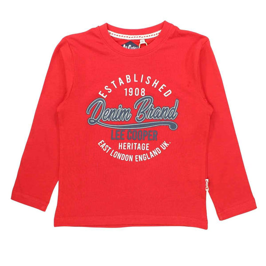 T-Shirt manches longues Lee Cooper - 6A Garçon - Enfant - Rouge - 100 % Coton - TrendyFlair
