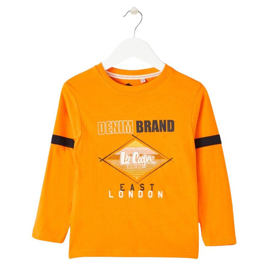 T-Shirt manches longues Lee Cooper - 4A Garçon - Enfant - Orange - 100% Coton S/J GSM 160 - TrendyFlair
