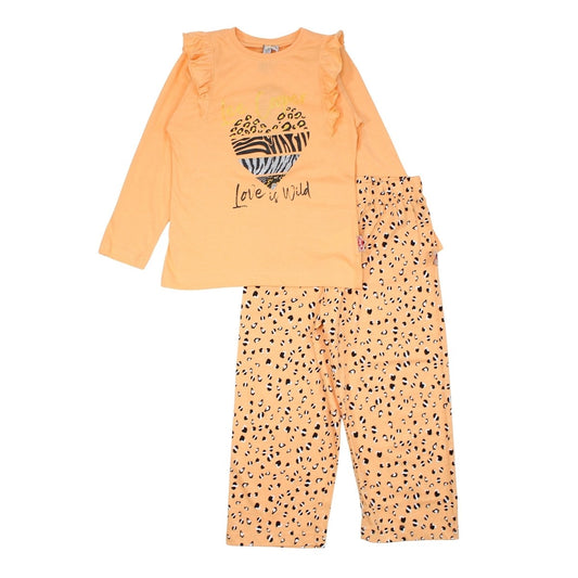 Pyjama fille Lee Cooper - 8A Fille - Enfant - Orange - 100% Coton - TrendyFlair