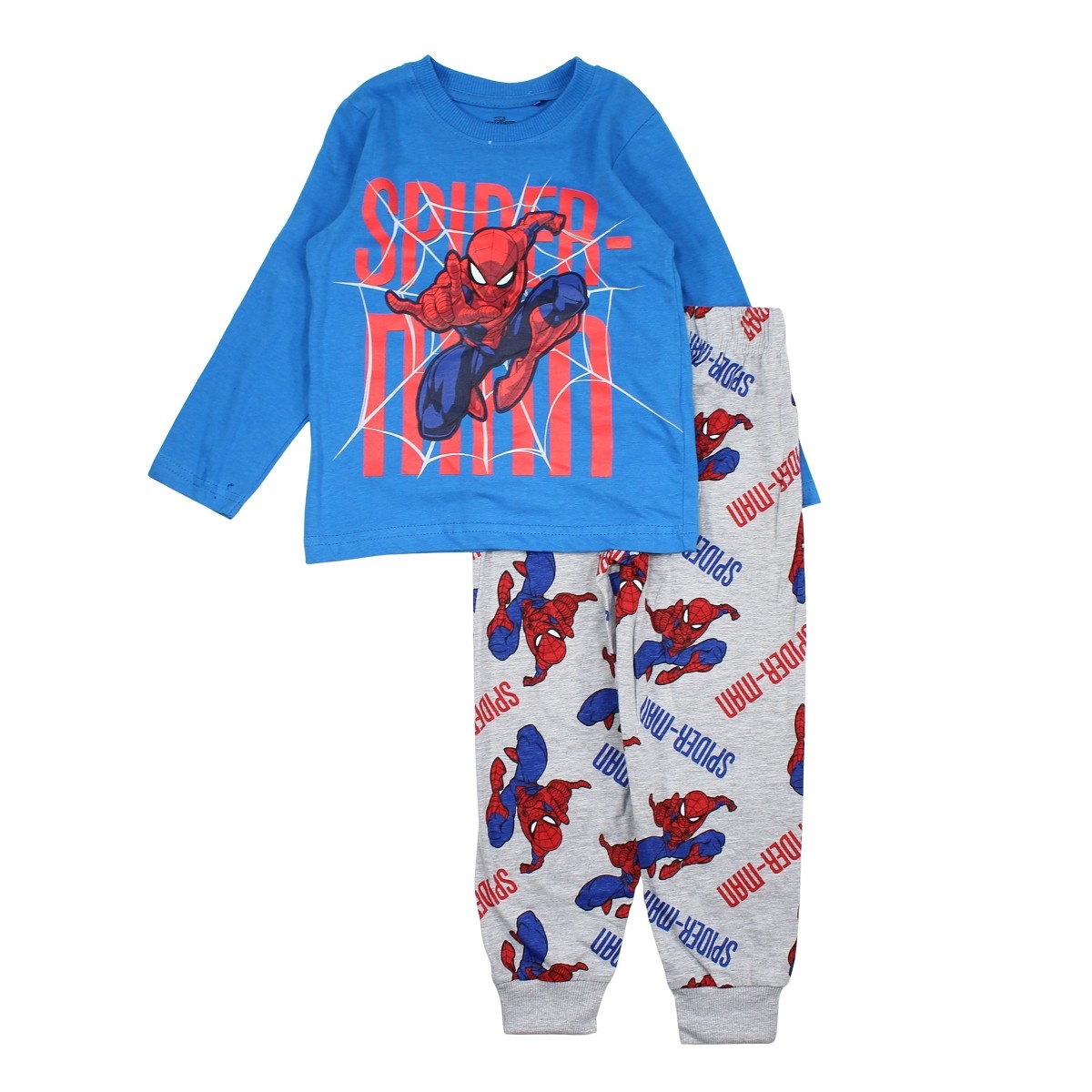 Pyjama garçon Spiderman - 8A Garçon - Enfant - Bleu - 80% Coton, 20% Polyester - TrendyFlair