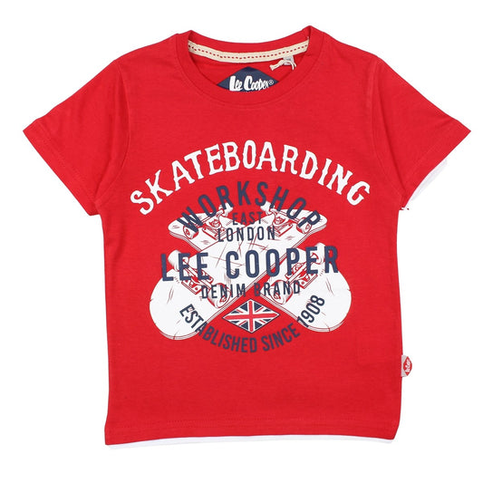 T-Shirt Lee Cooper - 4A Garçon - Enfant - Rouge - 100 % Coton - 160 gsm - TrendyFlair