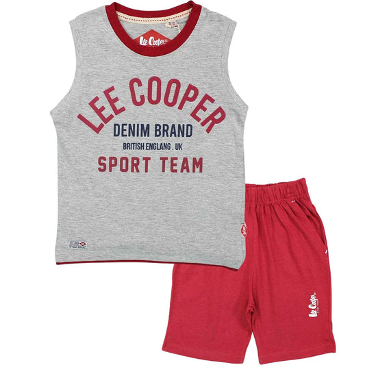Ensemble Lee Cooper - 4A Garçon - Enfant - Gris - 100 % Coton - T-Shirt gris: 90 % Coton - 10 % viscose - TrendyFlair