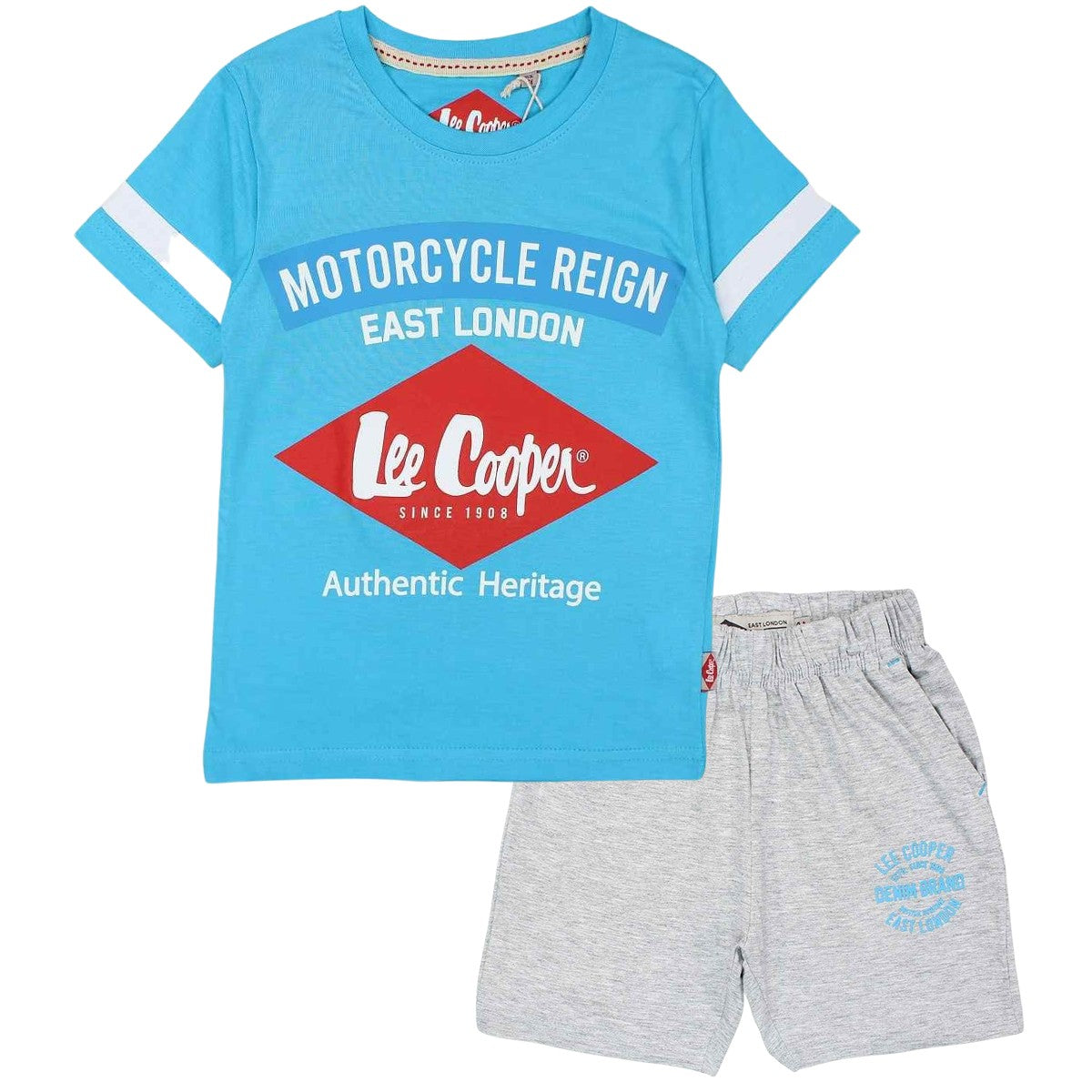 Ensemble Lee Cooper - 4A Garçon - Enfant - Bleu - 100 % Coton - Short gris: 95 % Coton - 5 % viscose - TrendyFlair