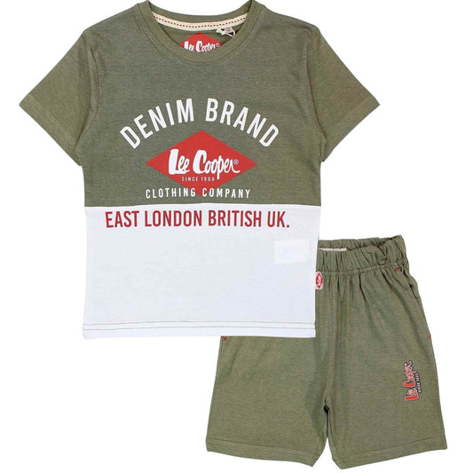 Ensemble Lee Cooper - 4A Garçon - Enfant - Kaki - 100 % Coton - 160 gsm - TrendyFlair