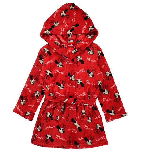 Peignoir Minnie - 3/4A Fille - Enfant - Rouge - 100 % Polyester, 240 GSM, CORAL FLEECE - TrendyFlair