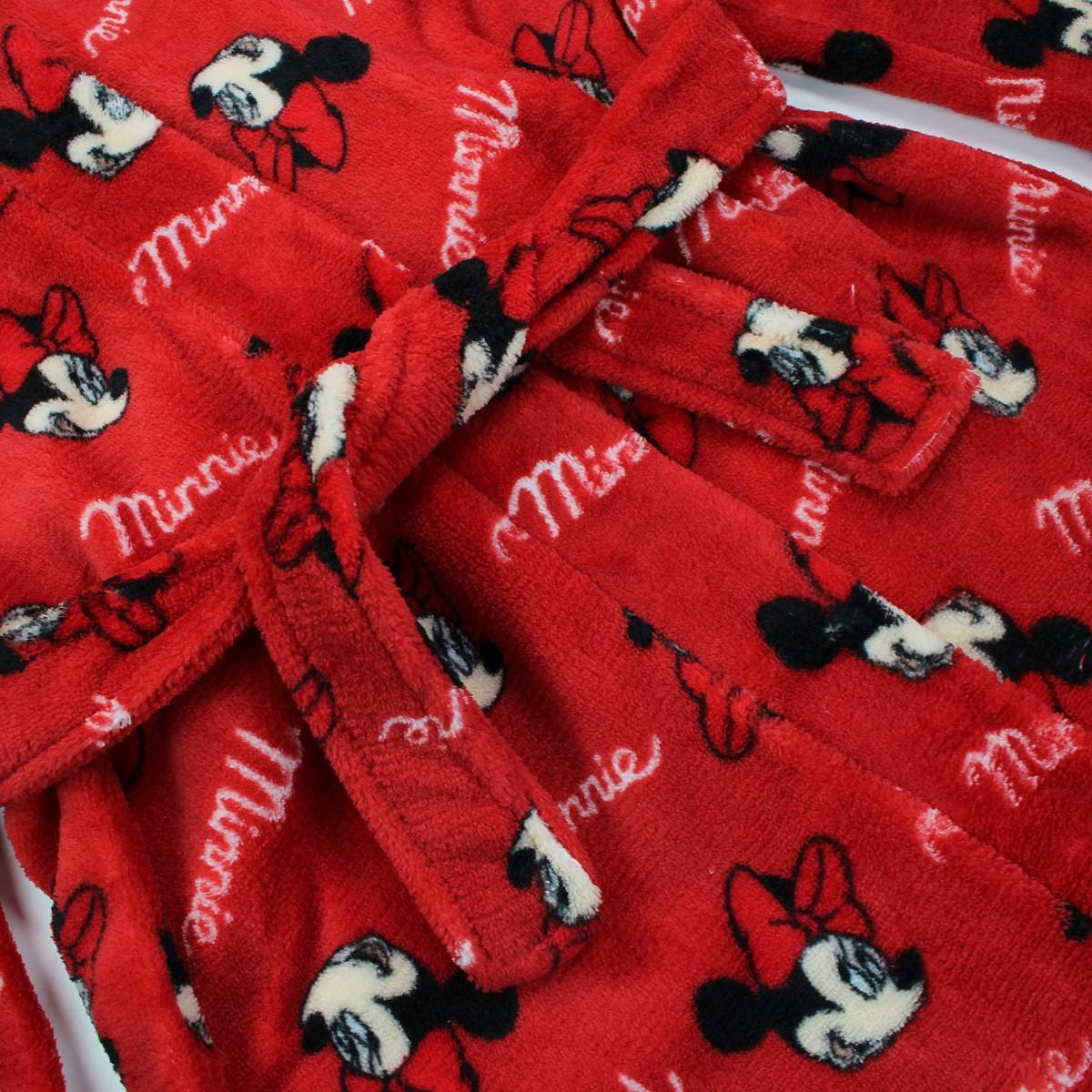 Peignoir Minnie - 3/4A Fille - Enfant - Rouge - 100 % Polyester, 240 GSM, CORAL FLEECE - TrendyFlair