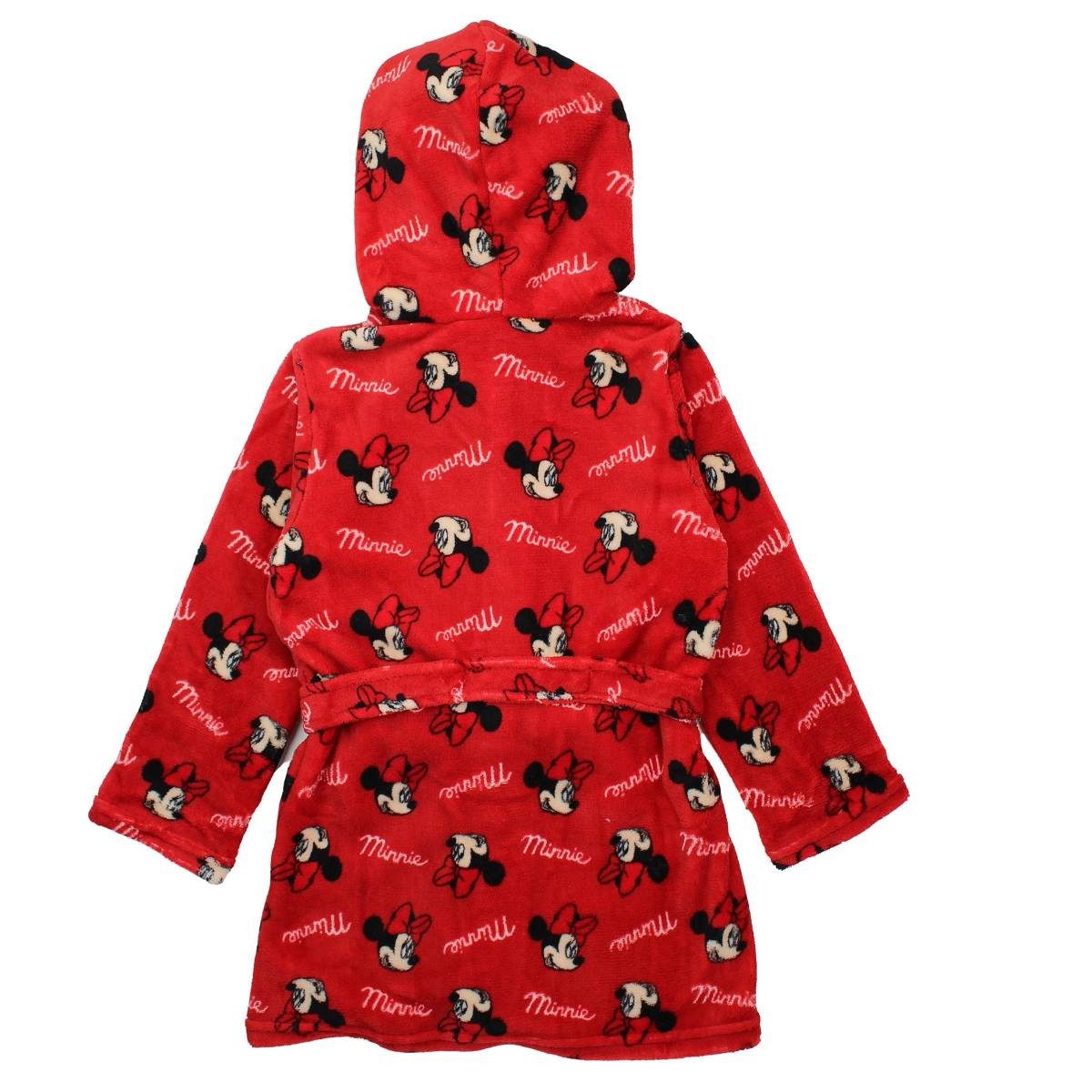 Peignoir Minnie - 3/4A Fille - Enfant - Rouge - 100 % Polyester, 240 GSM, CORAL FLEECE - TrendyFlair