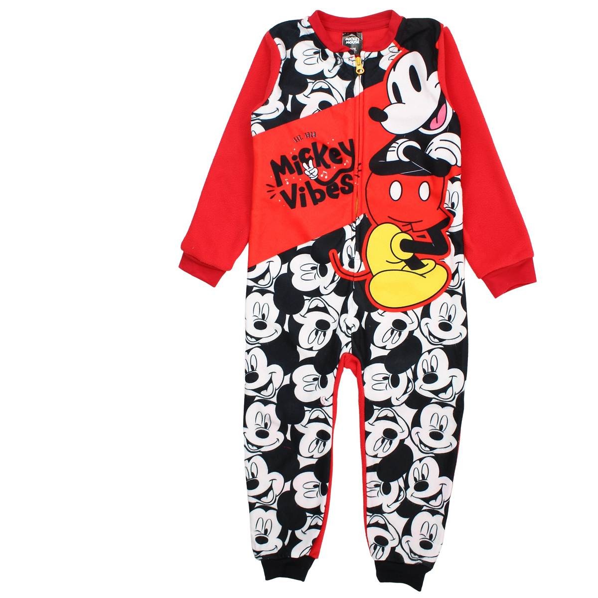 Combinaison Mickey - 4/5A Garçon - Enfant - Rouge - 100 % Polyester - 190 gsm Polaire - TrendyFlair