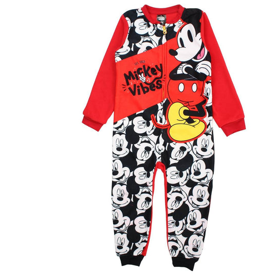 Combinaison Mickey - 4/5A Garçon - Enfant - Rouge - 100 % Polyester - 190 gsm Polaire - TrendyFlair