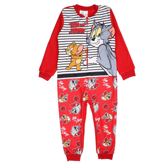 Combinaison Tom et Jerry - 4/5A Garçon - Enfant - Rouge - 100 % Polyester - 190 gsm Polaire - TrendyFlair