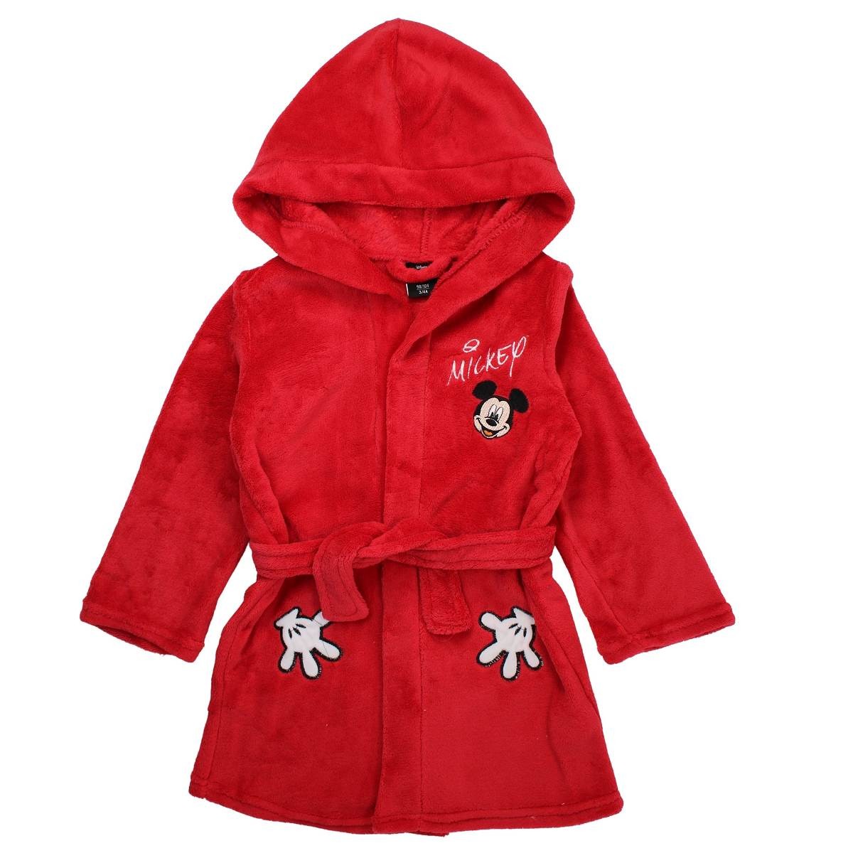 Peignoir Mickey - 3/4A Garçon - Enfant - Rouge - 100 % Polyester, 240 GSM, CORAL FLEECE - TrendyFlair
