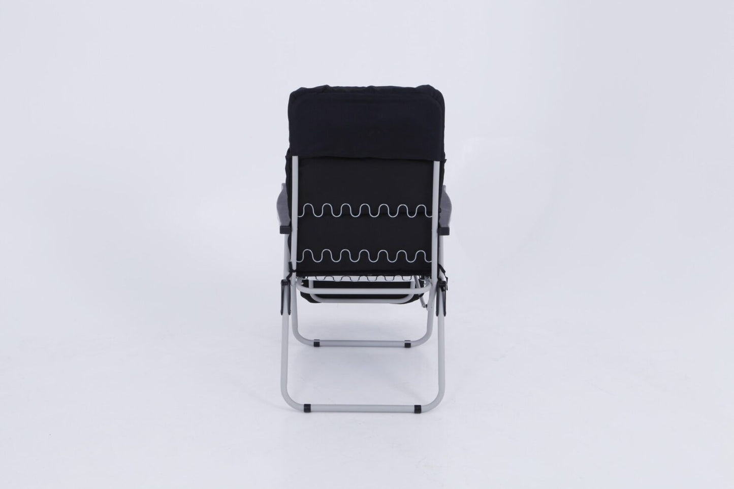 Fauteuil de camping relax pliable - Multipositions et confortable | 62 x 92 x 105 cm | Noir et gris | TRENDYFLAIR