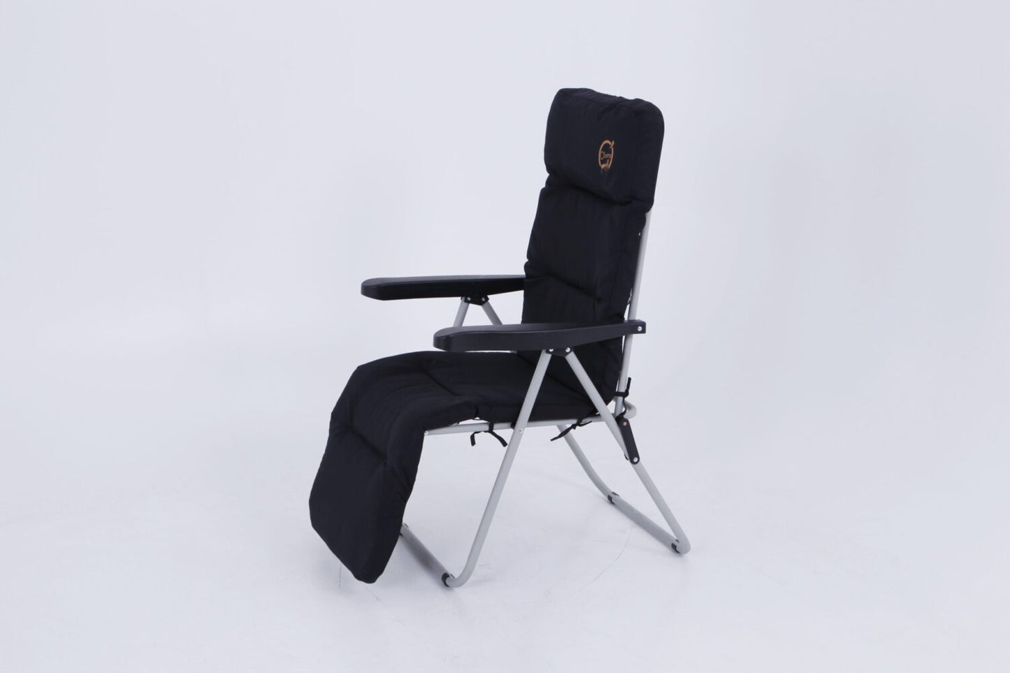 Fauteuil de camping relax pliable - Multipositions et confortable | 62 x 92 x 105 cm | Noir et gris | TRENDYFLAIR