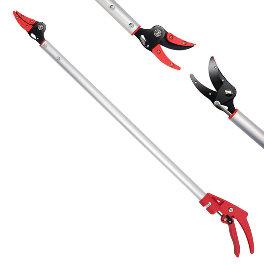 Sécateur à rosier - Suan - Long manche - En aluminium - Rouge et gris | Pratique et durable pour la taille des rosiers et des plantes | Léger et facile à manier | Idéal pour les jardiniers amateurs et professionnels | TRENDYFLAIR
