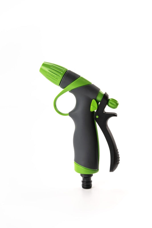 Pistolet d'arrosage et de nettoyage - Jets ajustables - Compact et polyvalent - Idéal pour jardin et voiture | 19,5 x 12,4 x 3,8 cm | Noir et vert | TRENDYFLAIR
