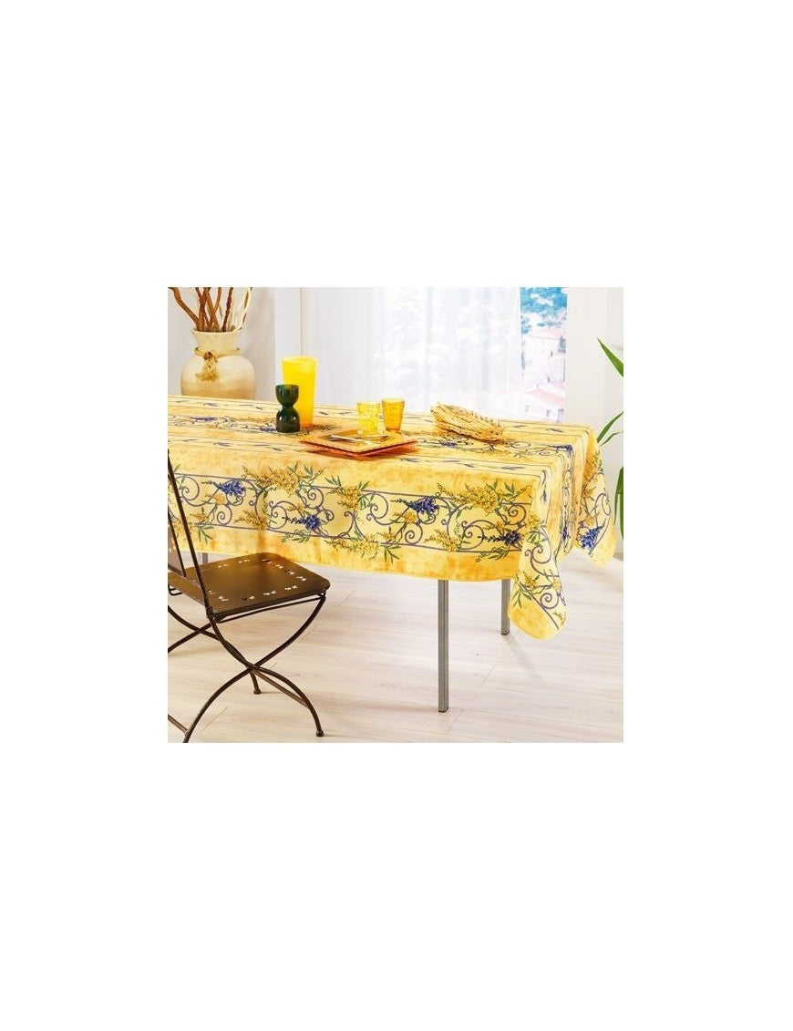 Nappe Provensale Rectangle (150x240cm ou 150x300cm) ou Ronde (180cm) Anti-Tache 180cm Glycine 100% Polyester (150x300cm, Jaune) |homeflair