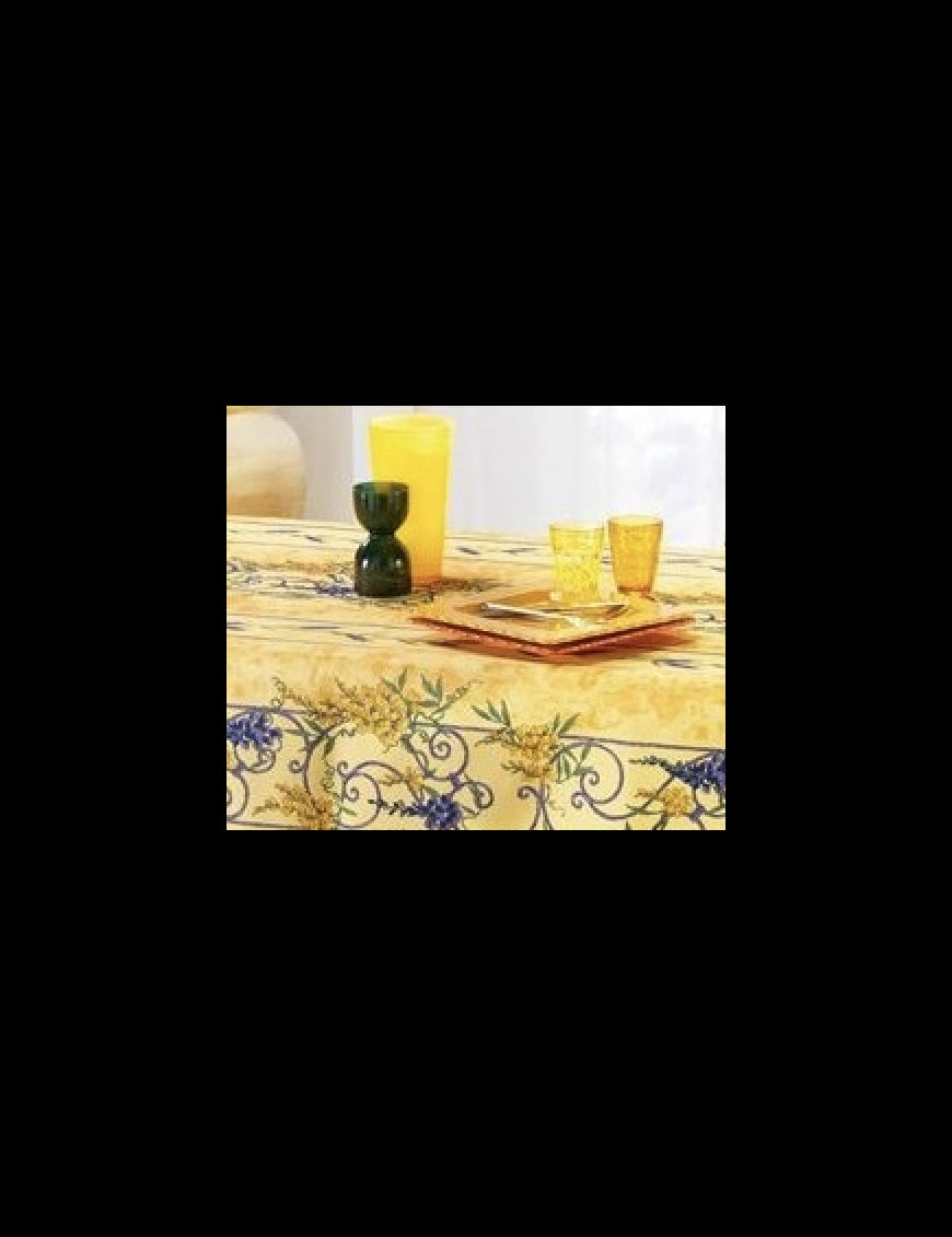 Nappe Provensale Rectangle (150x240cm ou 150x300cm) ou Ronde (180cm) Anti-Tache 180cm Glycine 100% Polyester (150x300cm, Jaune) |homeflair