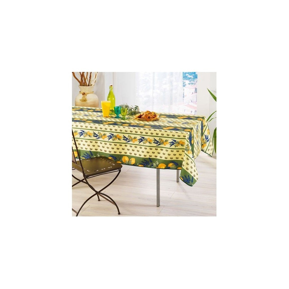 Nappe Provensale Rectangle ou Ronde Anti-Tache 100% Polyester - Citron - rouge - 150x240cm |homeflair