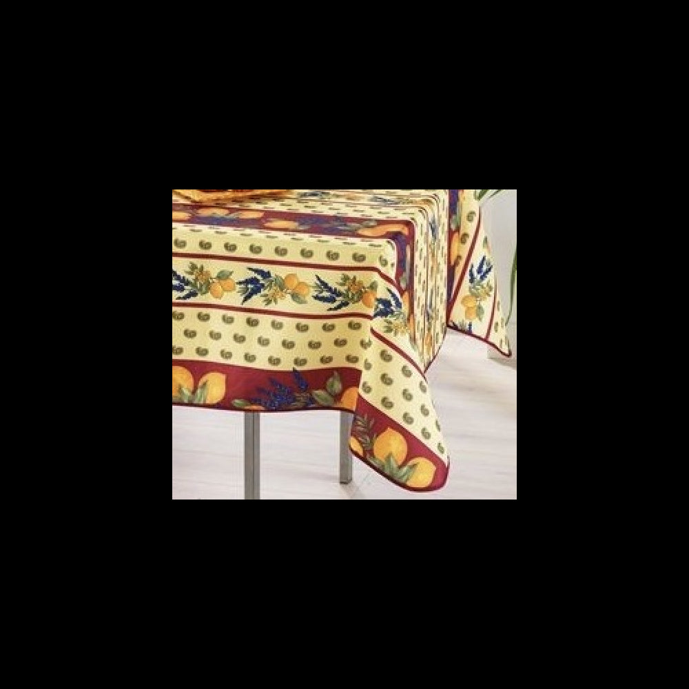 Nappe Provensale Rectangle ou Ronde Anti-Tache 100% Polyester - Citron - rouge - 150x240cm |homeflair