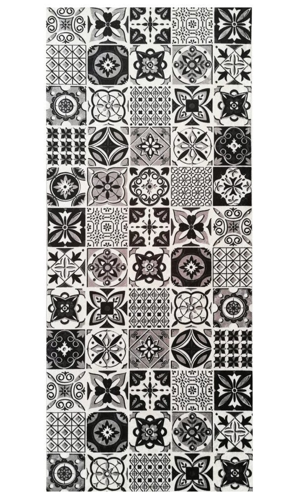 Tapis de Cuisine Carreaux de Ciment Black Dimensions - 90x130 – Qualité supérieure pour Maison, Appartement, Bureau – Style élégant et durable – Confort optimal, facile à nettoyer – Idéal salon et chambre