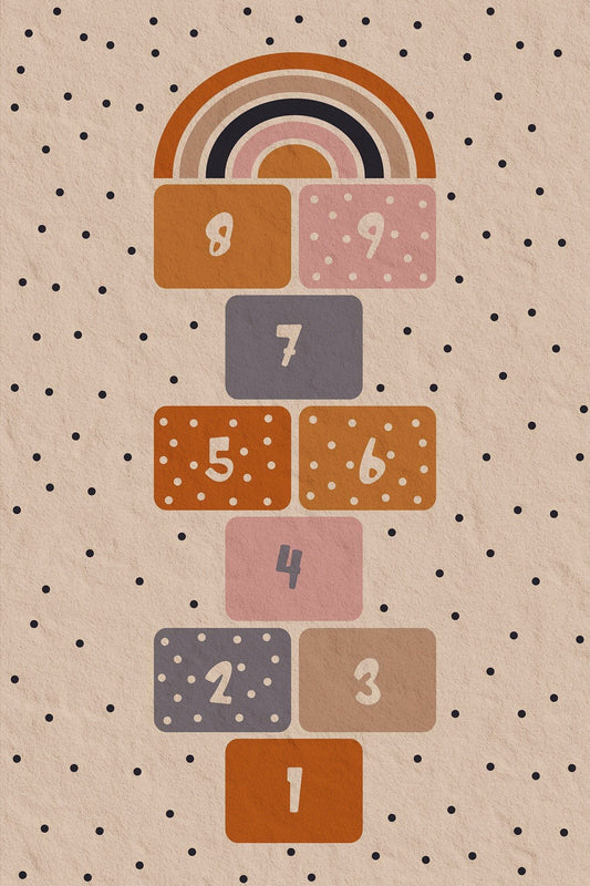 Tapis Enfant Marelle 80 x 150 cm - Blanc – Qualité supérieure pour Maison, Appartement, Bureau – Style élégant et durable – Confort optimal, facile à nettoyer – Idéal salon et chambre