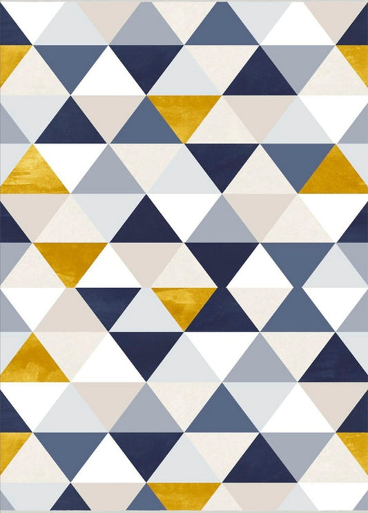 Tapis Triangle Bleu Dimensions - 200x290 – Qualité supérieure pour Maison, Appartement, Bureau – Style élégant et durable – Confort optimal, facile à nettoyer – Idéal salon et chambre
