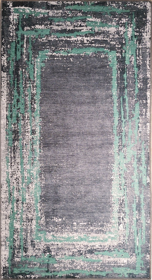 Tapis Ring Noir/Vert Dimensions - 180X270 – Qualité supérieure pour Maison, Appartement, Bureau – Style élégant et durable – Confort optimal, facile à nettoyer – Idéal salon et chambre