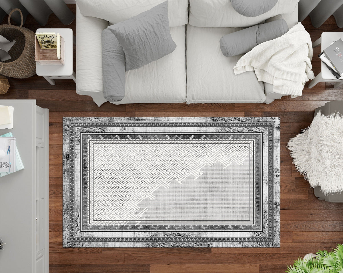Tapis NAJAT Gris 200x300cm – Qualité supérieure pour Maison, Appartement, Bureau – Style élégant et durable – Confort optimal, facile à nettoyer – Idéal salon et chambre